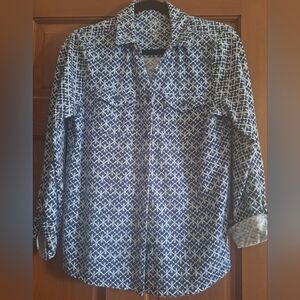 Croft & Barrow Blue and White Women's Shirt
